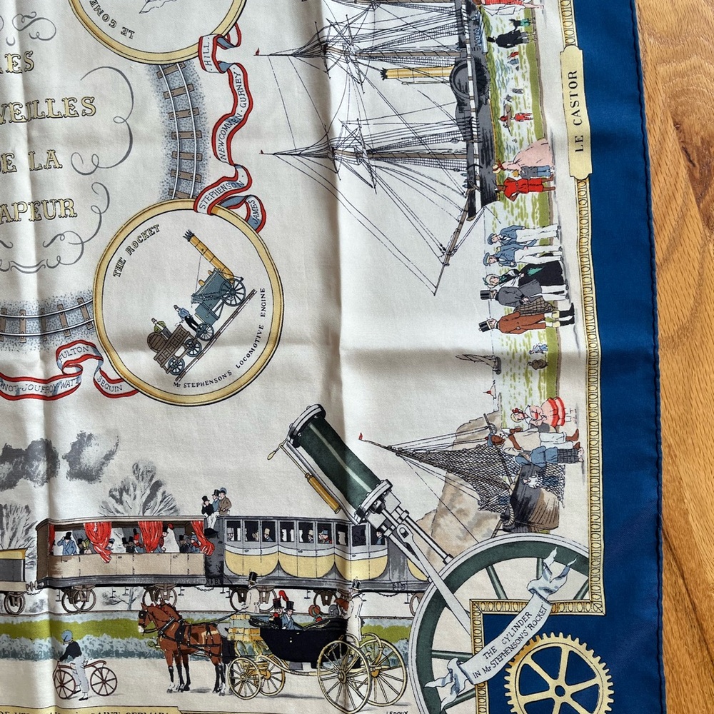 Hermes 90 x 90 cm silk scarf Les Merveilles de la Vapeur by Philippe LeDoux - Picture 9 of 12
